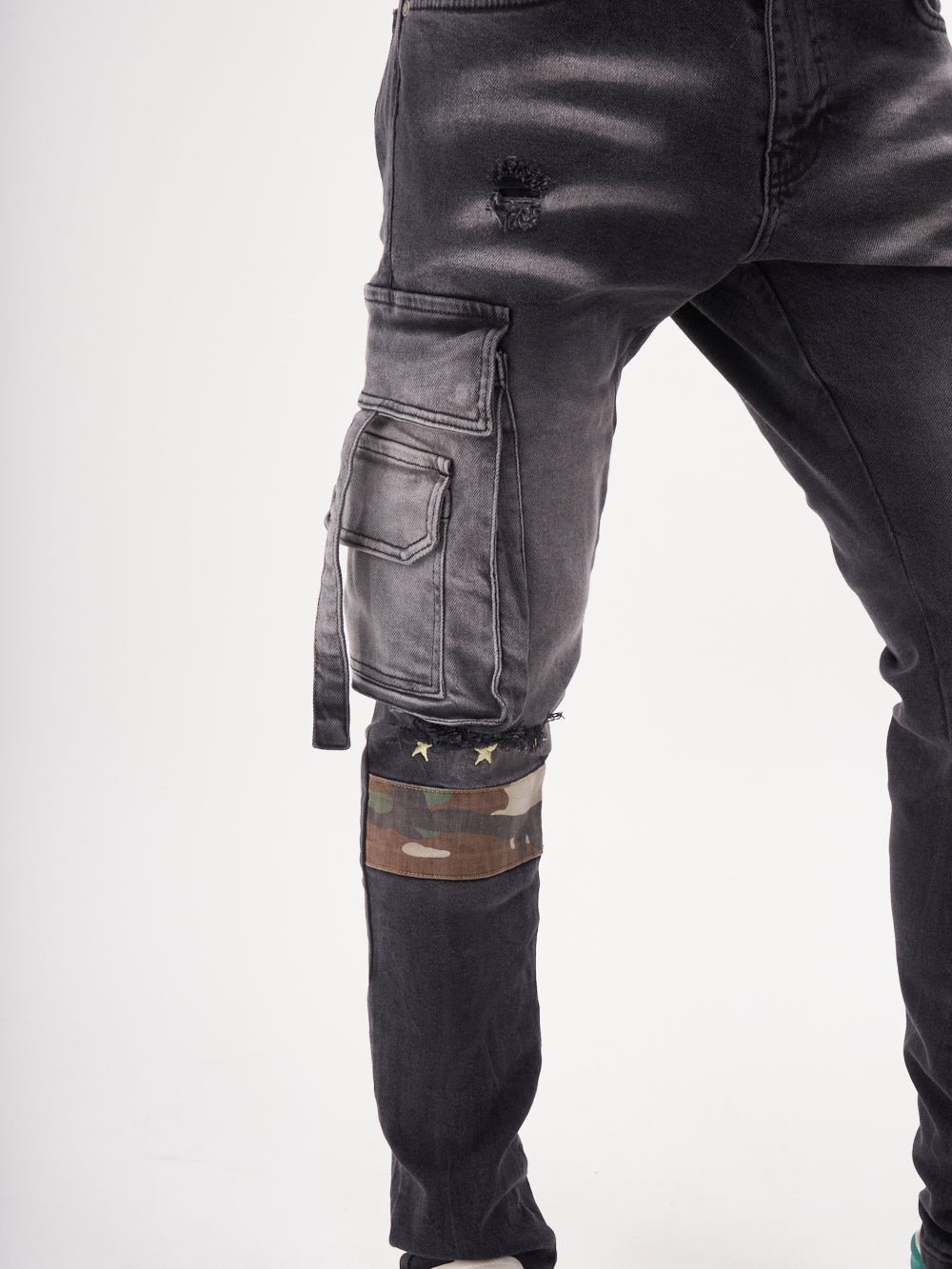A man wearing HIPSTER with a pocket on the side.
